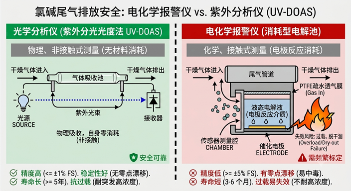 氯碱尾气监测:氯气在线分析仪与电化学报警仪