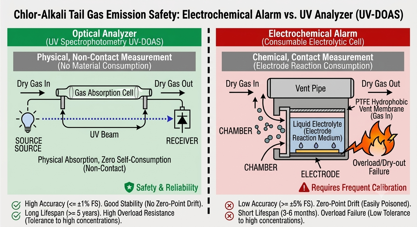 NDUV Chlorine Analyzer vs. Electrochemical Sensor in Tail Gas